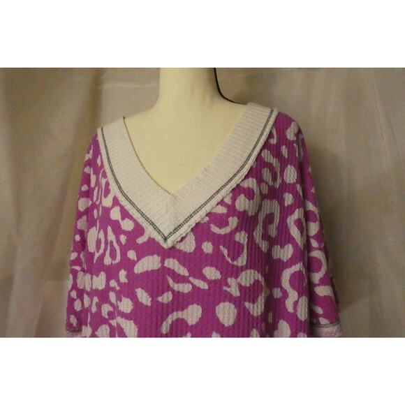 Bib! Women's Oversized XL Tunic Top Waffle Design V-Neck Made in USA - Picture 2 of 16